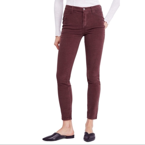 [Free People] High Rise Corduroy Raw Hem Pants